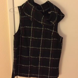 BCBGeneration Plaid Sleeveless Turtleneck Top